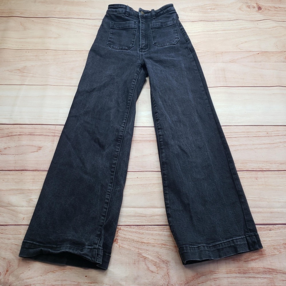 ROLLA'S Jeans Womens 6/26 Black Charcoal High Riseβ Wide Leg Stretch Denim